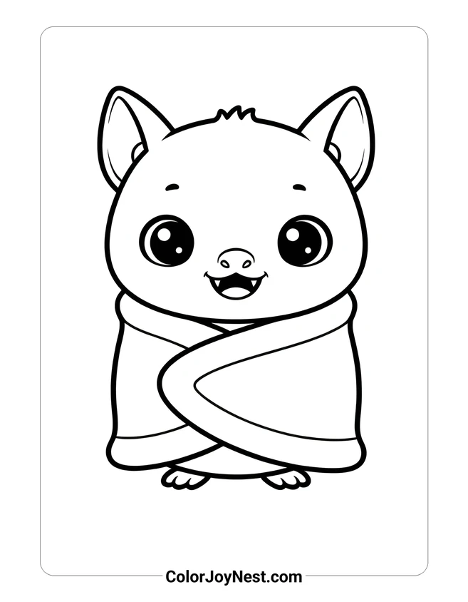 Baby Bat Wrapped Coloring Page