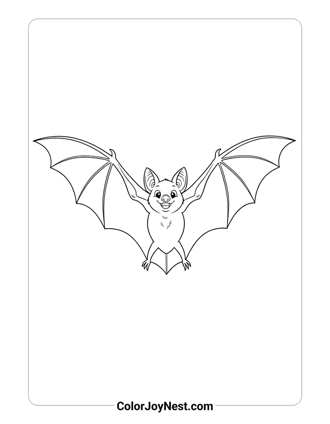Bat Flying Night Coloring Page