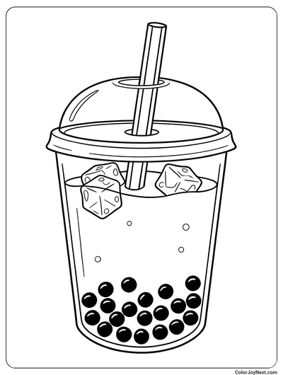 Classic Boba Milk Tea Coloring Page