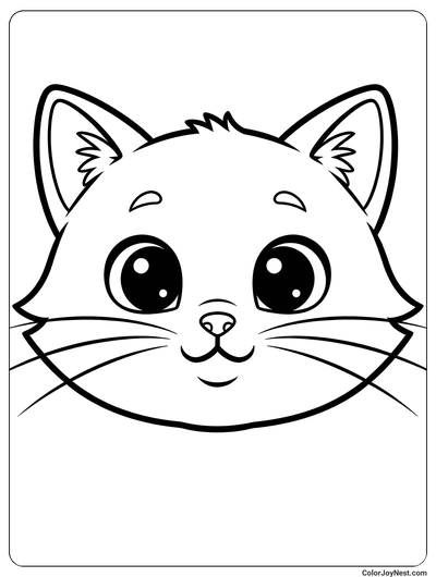Bold Cute Cat Face Coloring Page