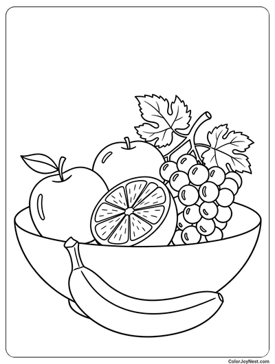 Bold Fruit Bowl Coloring Page