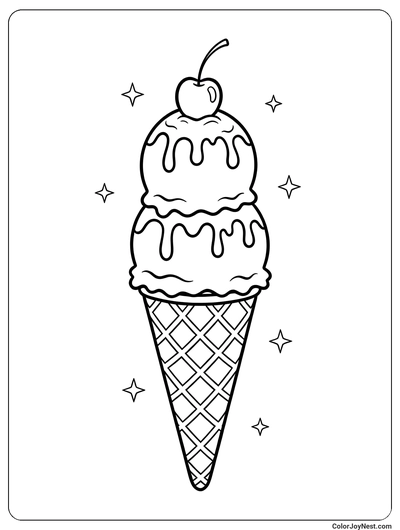 Bold Ice Cream Cone Coloring Page