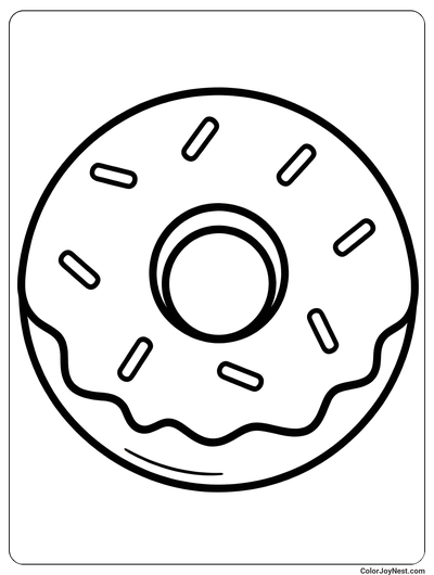 Bold Line Donut Coloring Page