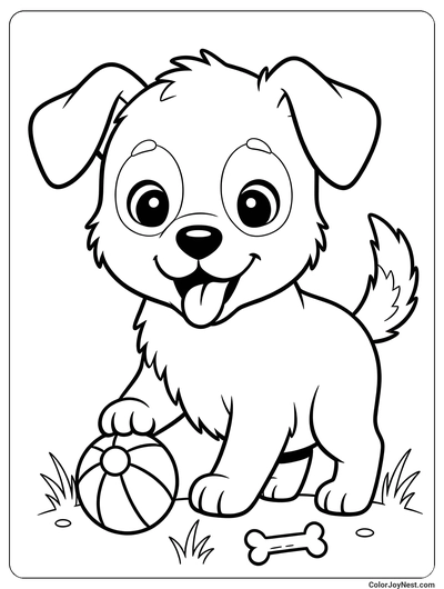 Bold Playful Puppy Coloring Page