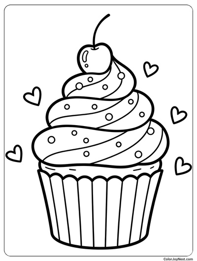 Bold Yummy Cupcake Coloring Page