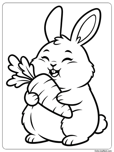 Bunny Munching Carrot Coloring Page