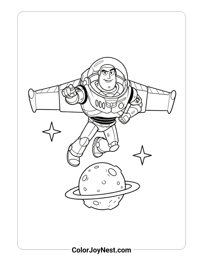 Buzz Lightyear Flying Coloring Page