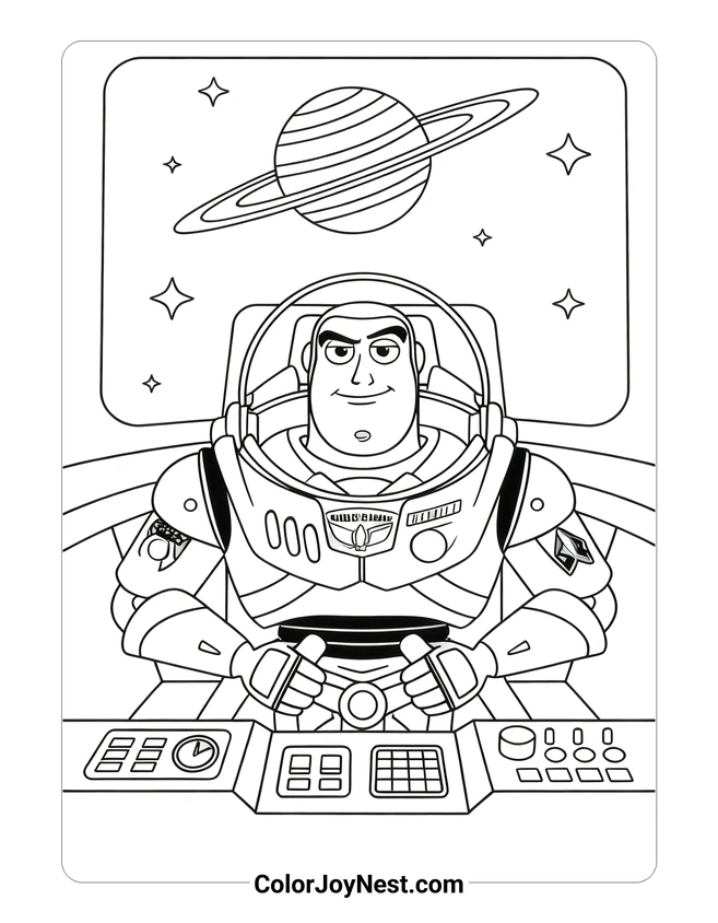 Buzz Lightyear in Spaceship Coloring Page