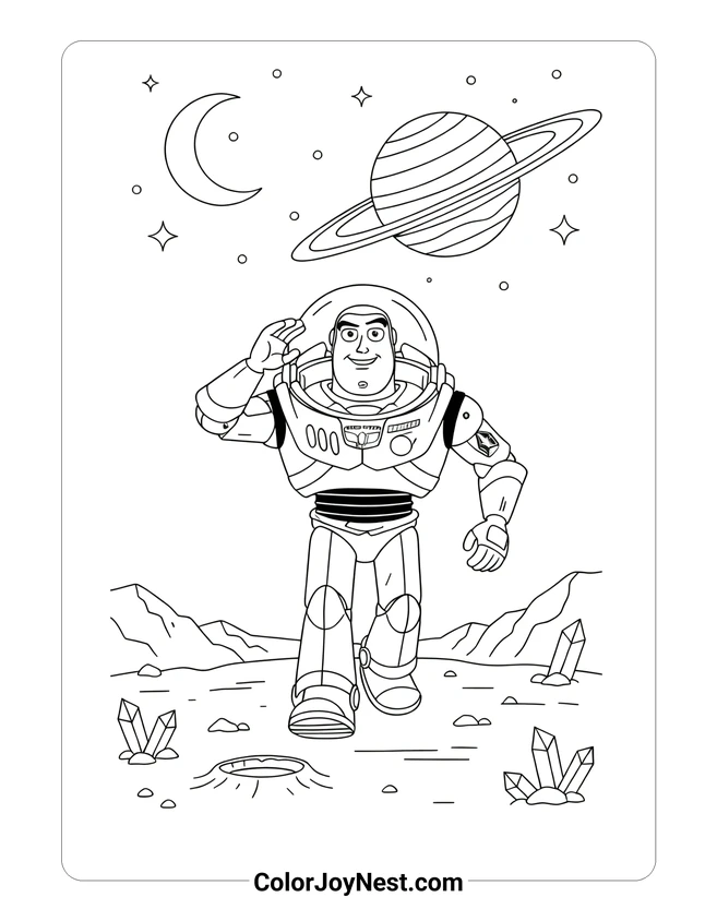 Buzz on Alien Planet Coloring Page