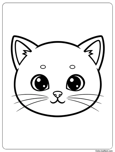 Cute Cat Face Coloring Page