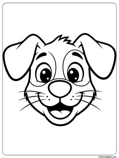 Happy Dog Face Coloring Page
