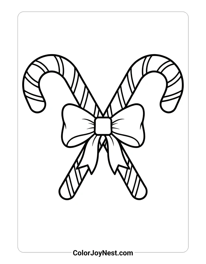 Candy Canes Crossed Coloring Page