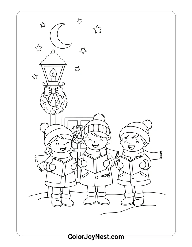 Carolers Singing Coloring Page