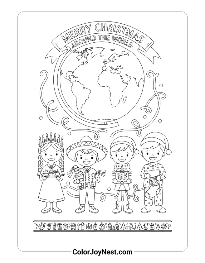 Christmas Around the World Coloring Page