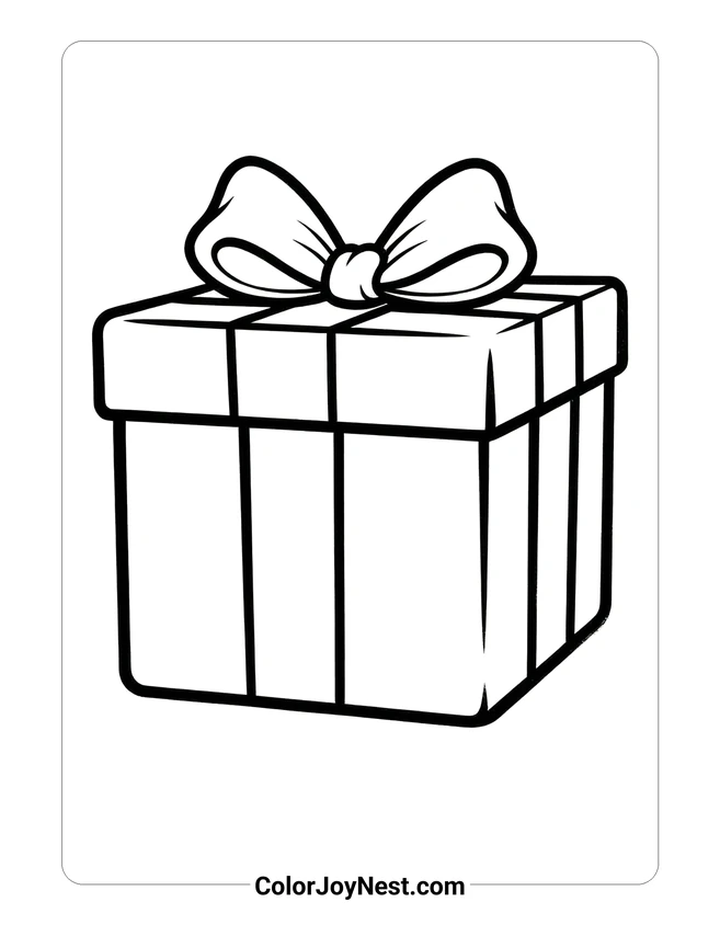 Christmas Gift Box Coloring Page