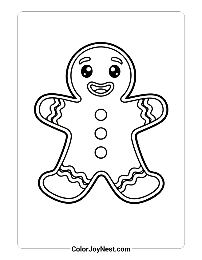 Christmas Gingerbread Man Coloring Page