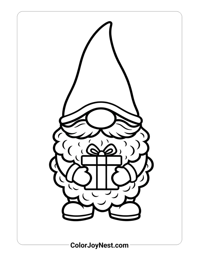 Christmas Gnome Coloring Page