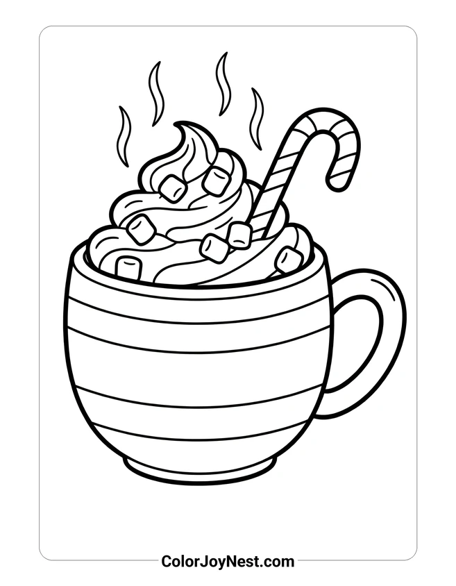 Christmas Hot Chocolate Coloring Page