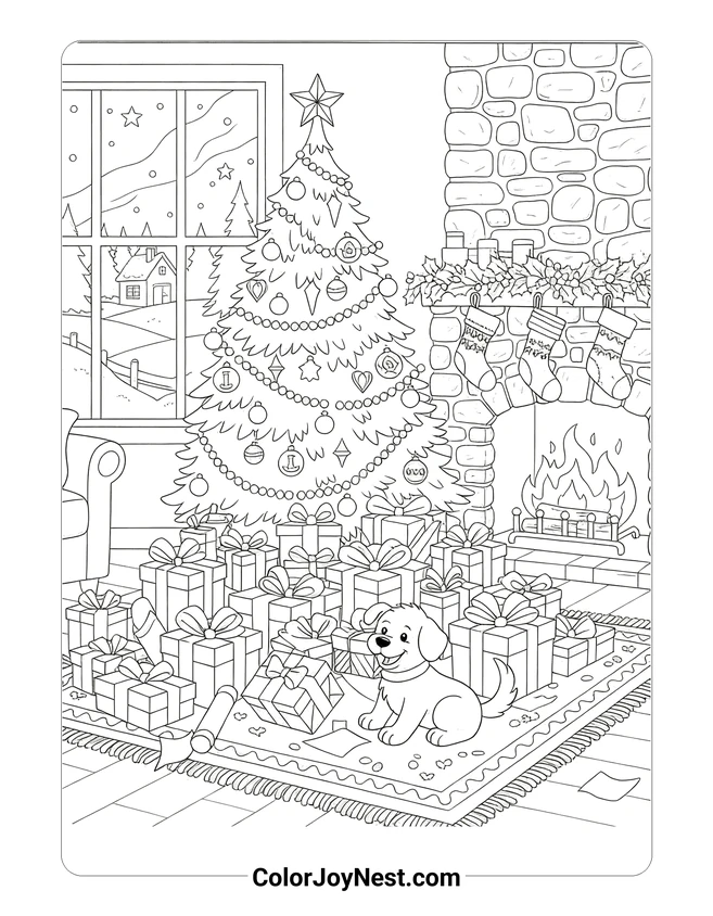 Christmas Morning Coloring Page