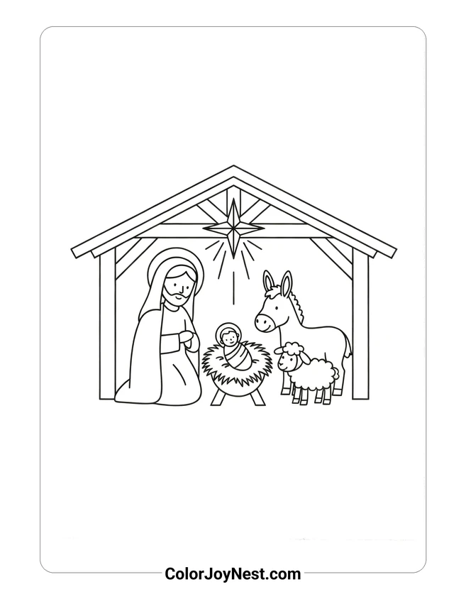 Christmas Nativity Simple Coloring Page