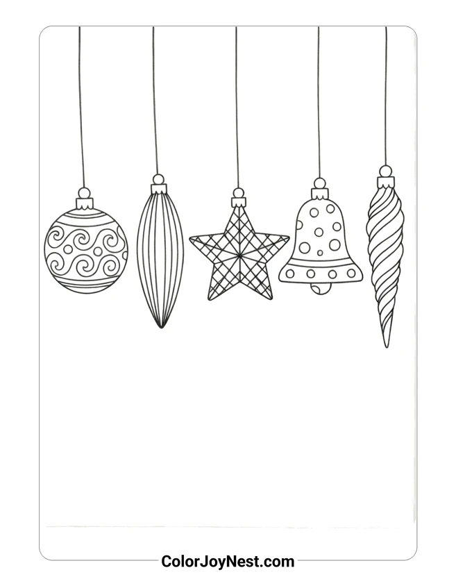 Christmas Ornaments Hanging Coloring Page