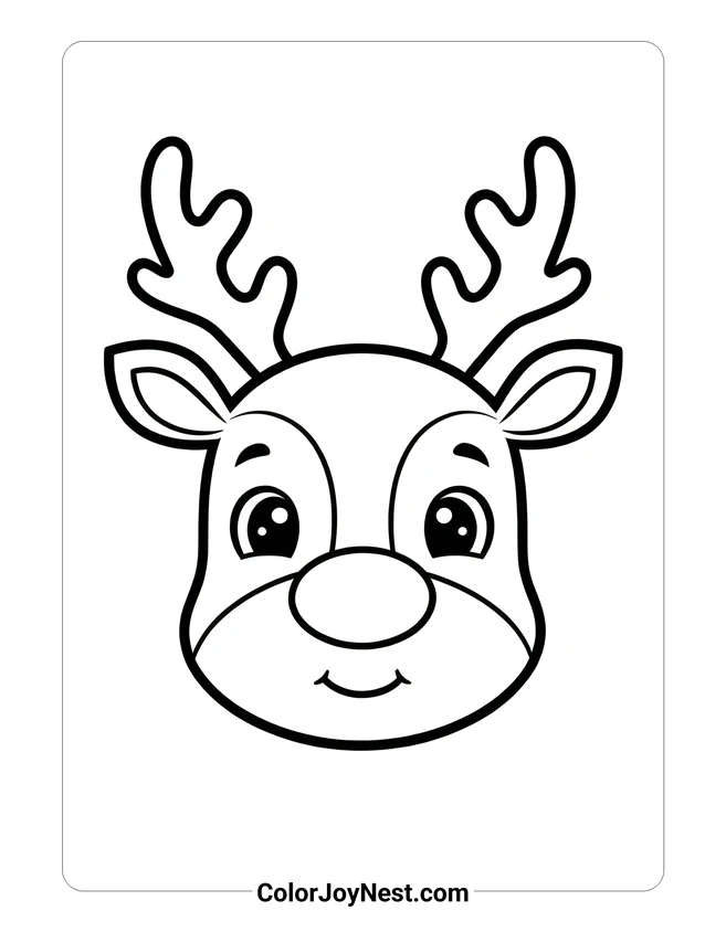 Christmas Reindeer Face Coloring Page