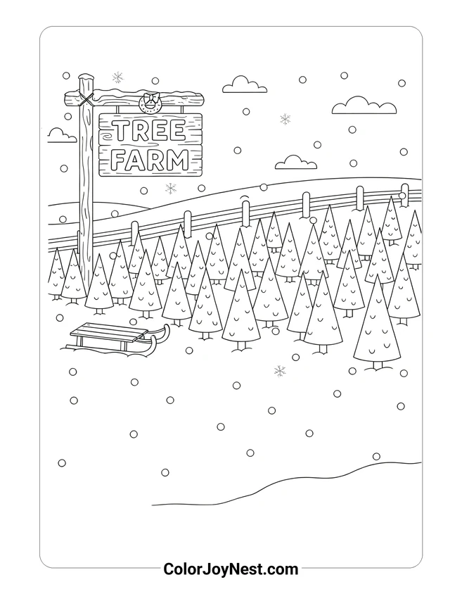Christmas Tree Farm Coloring Page