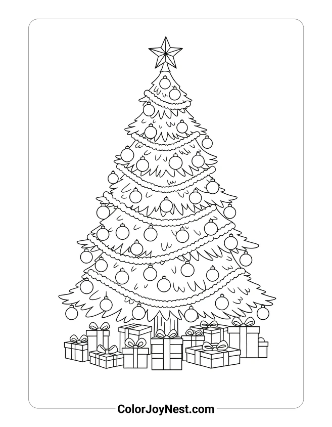 Christmas Tree with Ornaments Coloring Page