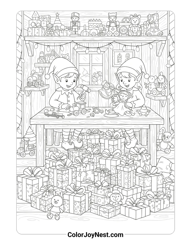 Christmas Workshop Coloring Page