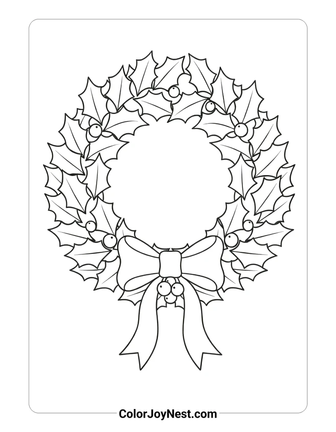 Christmas Wreath Coloring Page