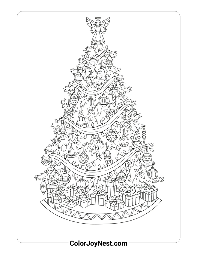 Detailed Christmas Tree Coloring Page