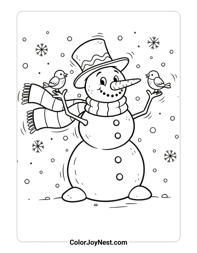 Funny Snowman Coloring Page