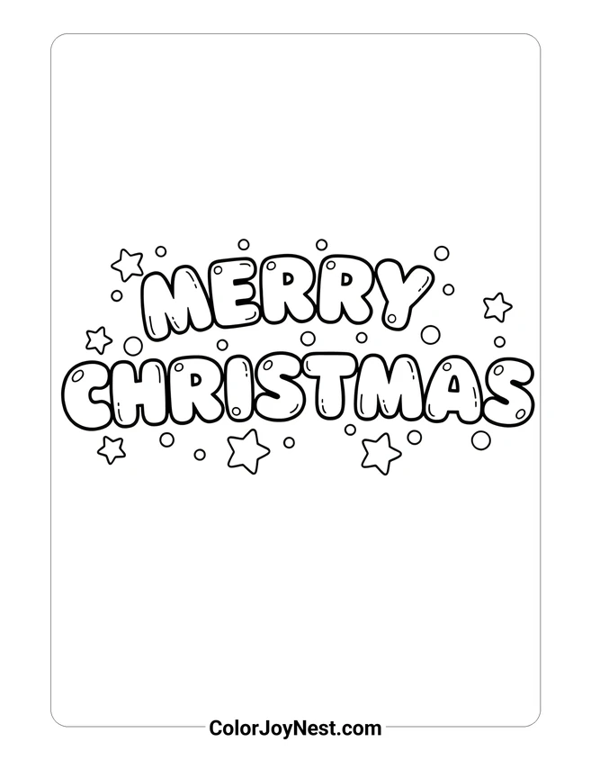 Merry Christmas Lettering Coloring Page