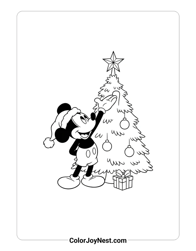 Mickey Mouse Christmas Tree Coloring Page