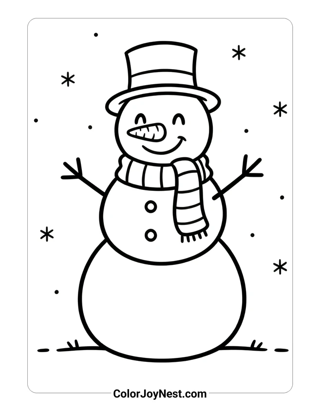 Smiling Snowman Coloring Page