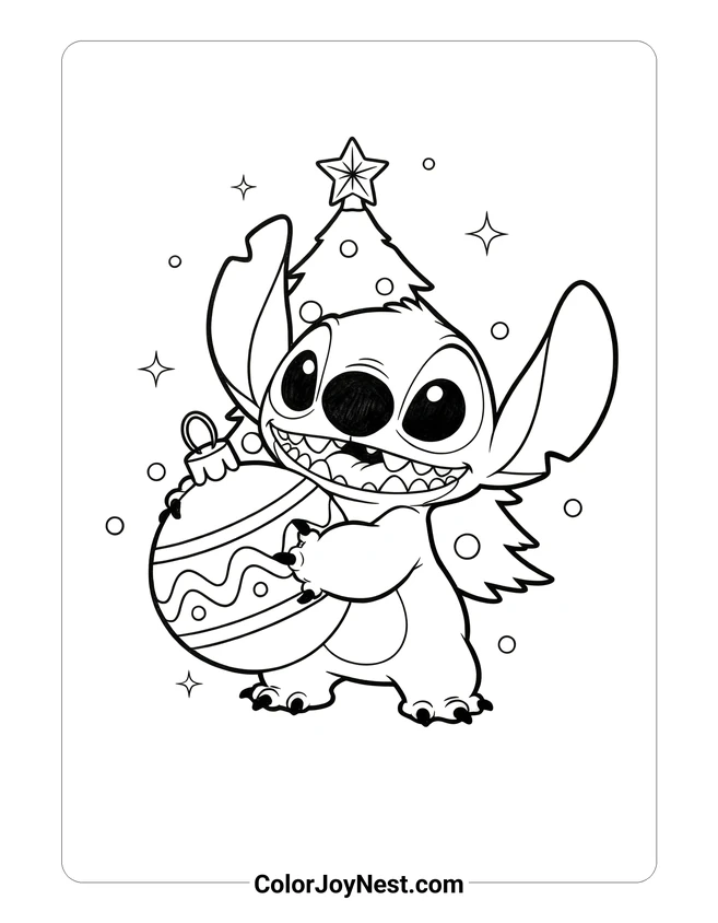Stitch Christmas Ornament Coloring Page