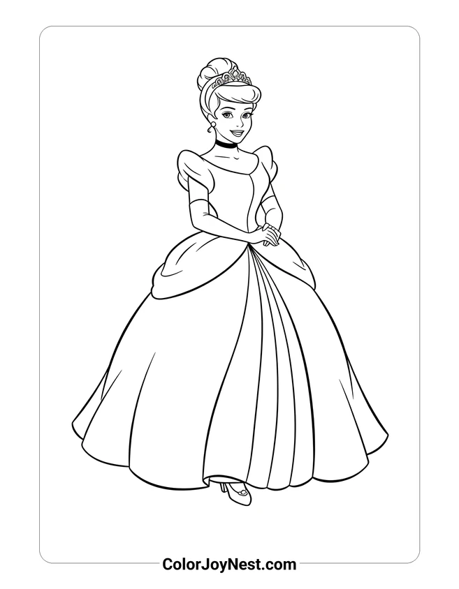 Cinderella Ball Gown Coloring Page