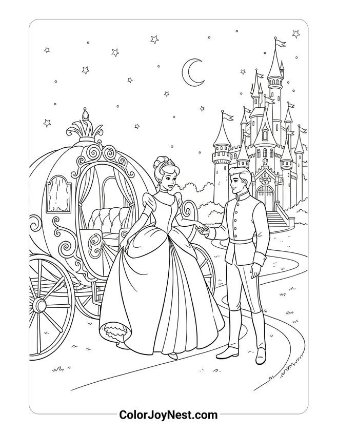Cinderella Castle Arrival Coloring Page