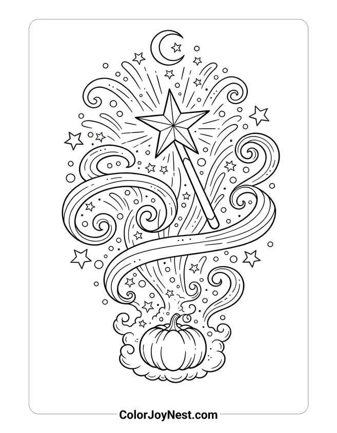 Fairy Godmother Wand Coloring Page