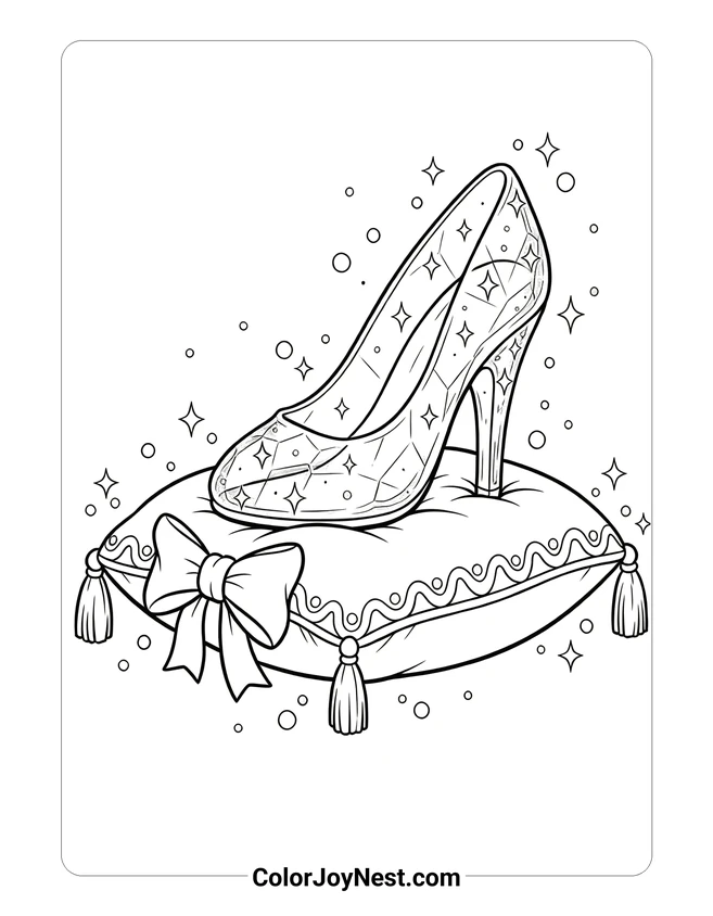 Glass Slipper on Pillow Coloring Page