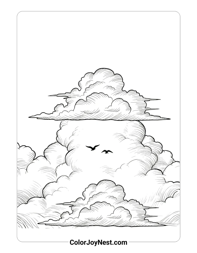 Cirrus Cloud Outline Coloring Page