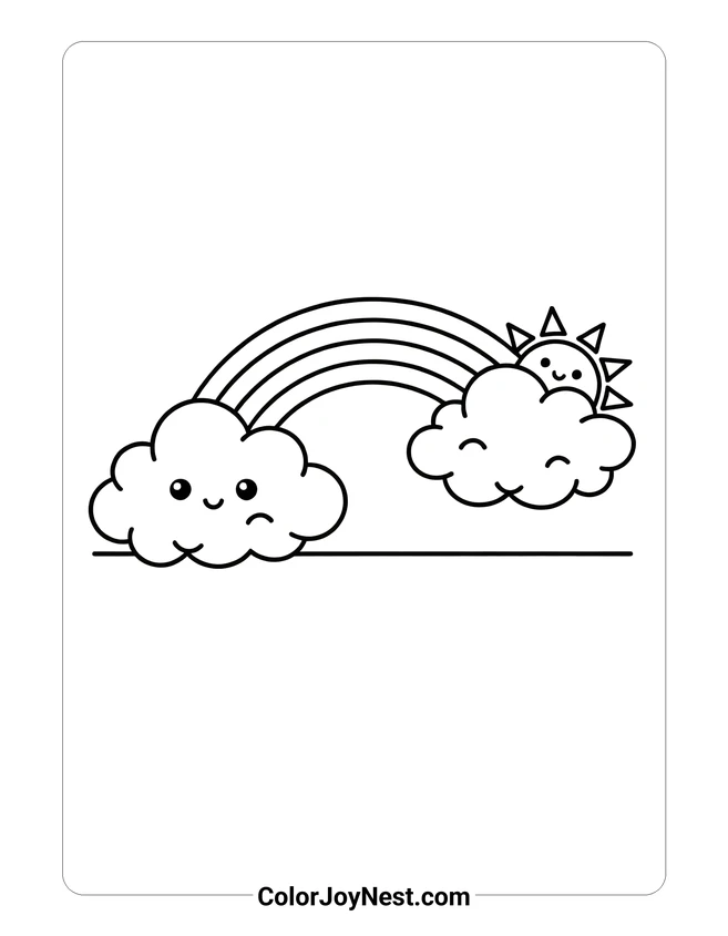 Cloud and Rainbow Coloring Page