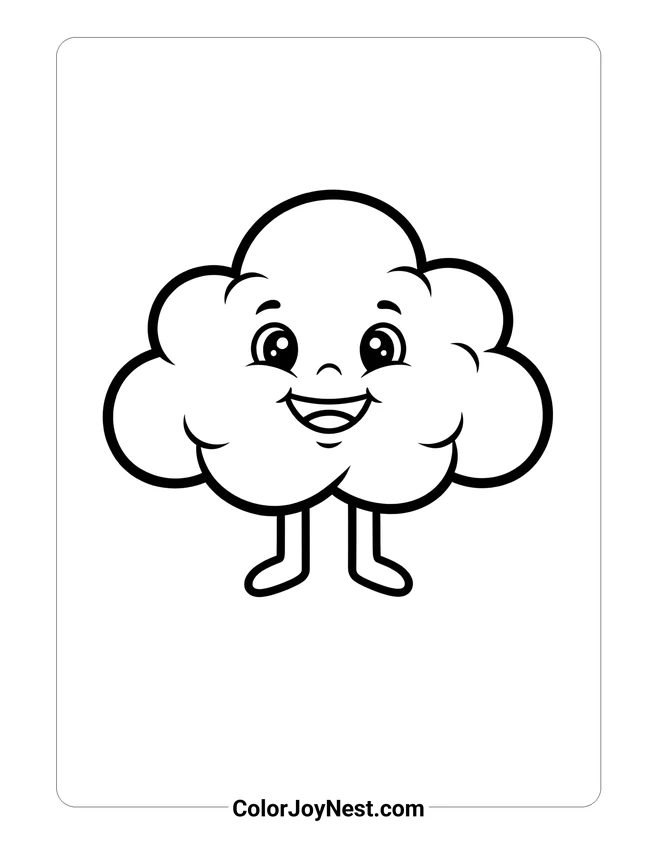 Cute Cloud with Feet Coloring Page