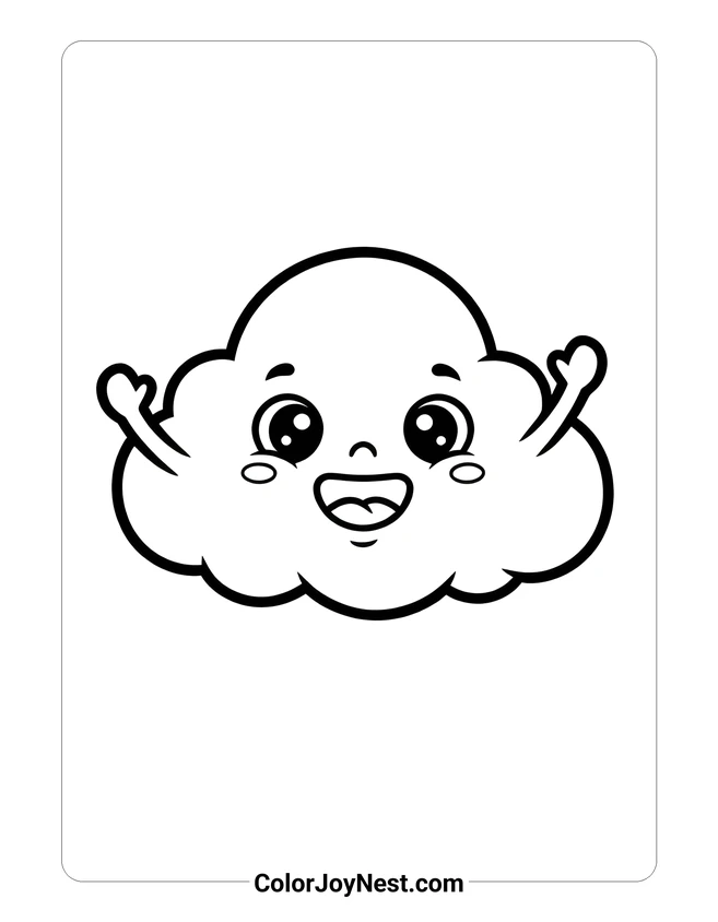Happy Cloud Face Coloring Page