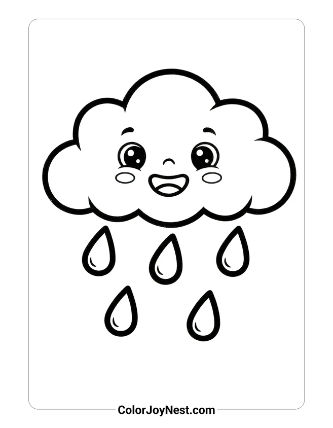 Rain Cloud with Drops Coloring Page