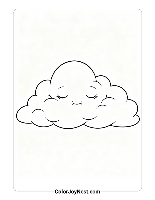 Sleeping Cloud with Stars Coloring Page