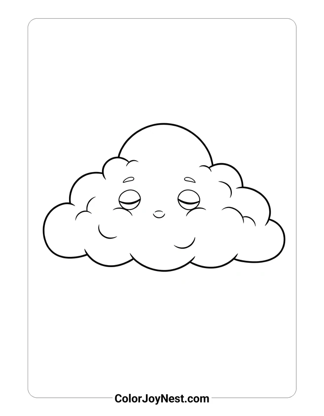 Sleepy Cloud Face Coloring Page