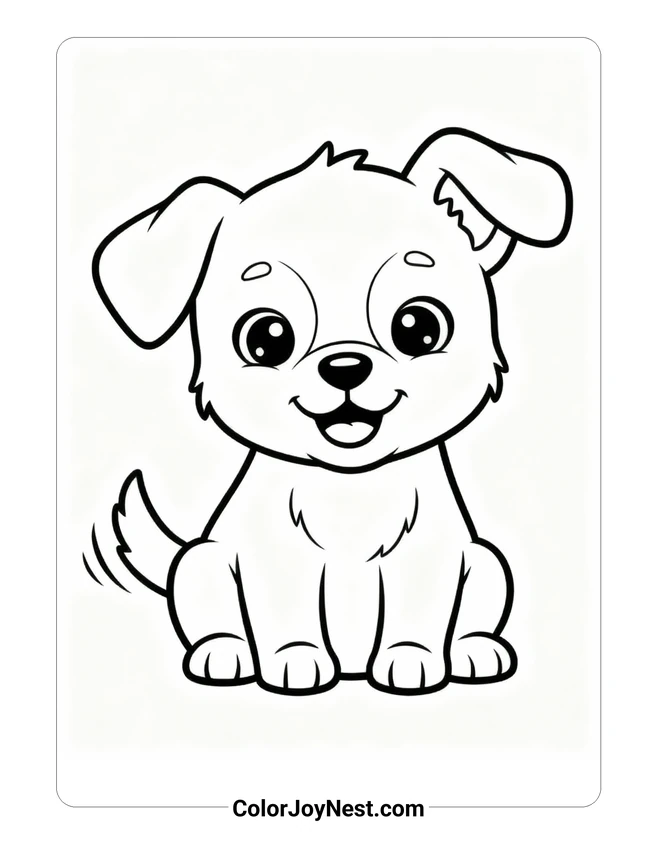 Cute Puppy Sitting Coloring Page