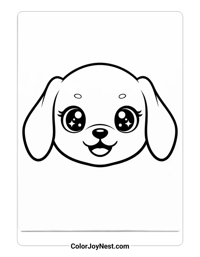 Kawaii Puppy Face Coloring Page