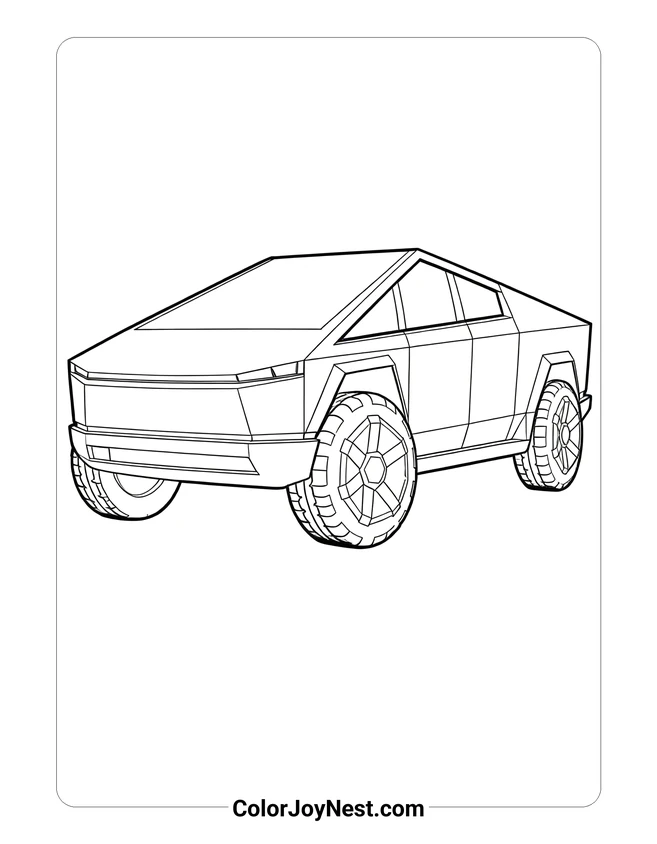 Angular Tesla Cybertruck Coloring Page